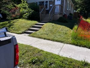 After grass cutting lawn cleanup in Peterborough